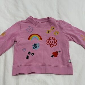 Stella McCartney Kids Pink Long Sleeve Tee with Embroidered Motifs